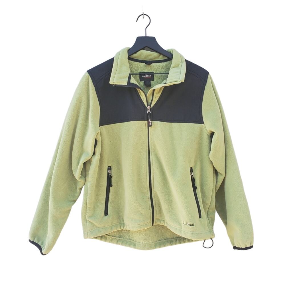 L.L. Bean Zip Up Polartec Fleece Jacket Women's Size Large Sage Green and Grey L